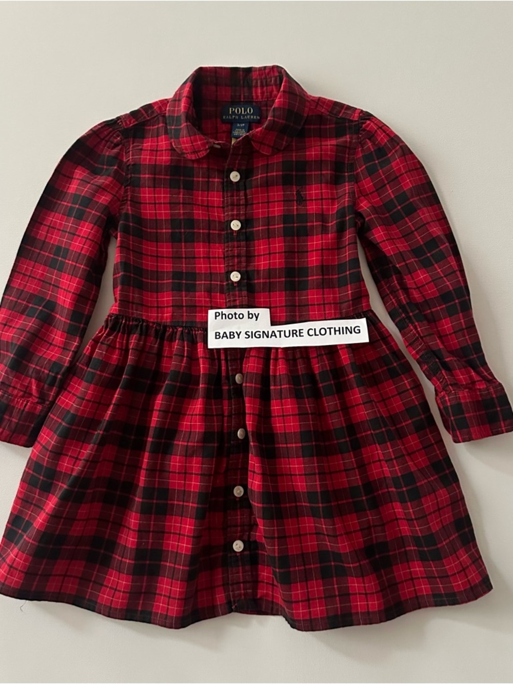 Polo Ralph Lauren 3T Toddler Girl Red Black Plaid Dress Christmas Holiday